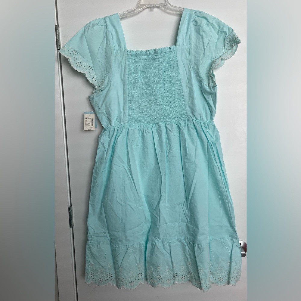 Women’s Mint Blue Square-Neck Dress with Eyelet Trim - Picture 10 of 10